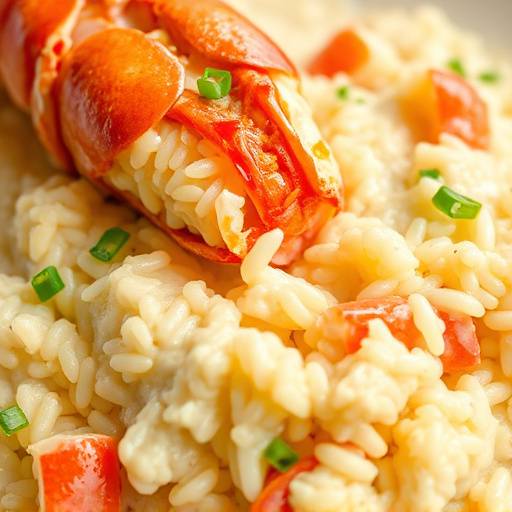 Arroz meloso con bogavante, un plato cremoso y sabroso con arroz y bogavante fresco.