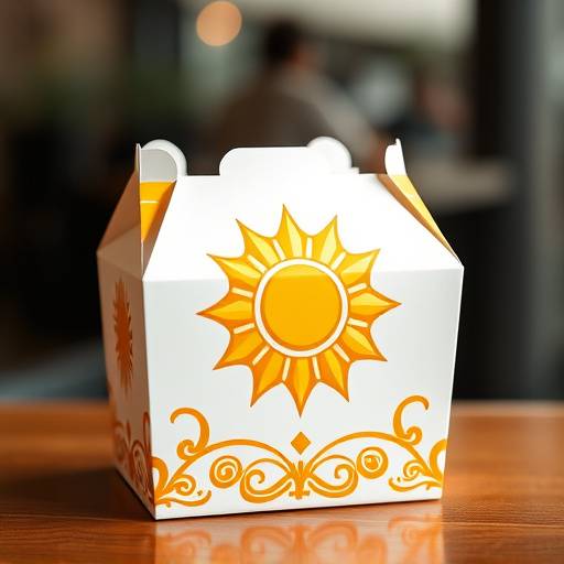 Caja de comida para llevar de El Sol Dorado, lista para la entrega
