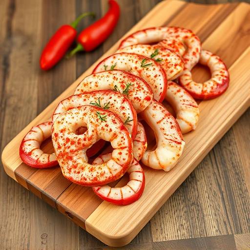 Pulpo a la gallega, servido sobre una tabla de madera con piment&oacute;n dulce y aceite de oliva.