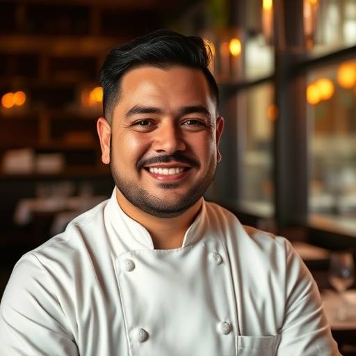 Retrato de Rafael Mendoza, el chef principal del Restaurante El Sol Dorado